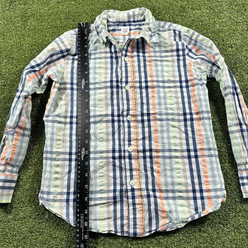 Gap Kids Boy's Long Sleeve Button-Down Plaid Shirt M (8)